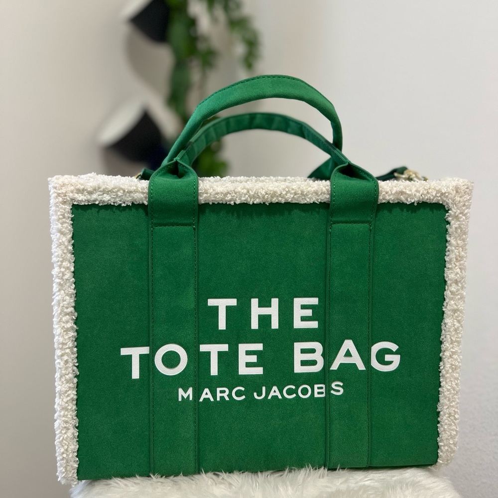 MARC JACOBS The Tote Bag  Medium Suede & Sherpa Trim